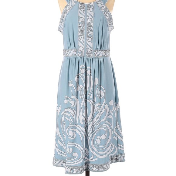 BCBGMAXAZRIA Dress Blue Sleeveless Embroidered Detail Size S #216 - Picture 2 of 4